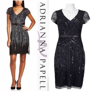 NAVY BLUE Adrianna Papell cap sleeve dress